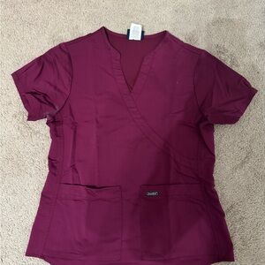 Cherokee Red Short Sleeve Wrap Top